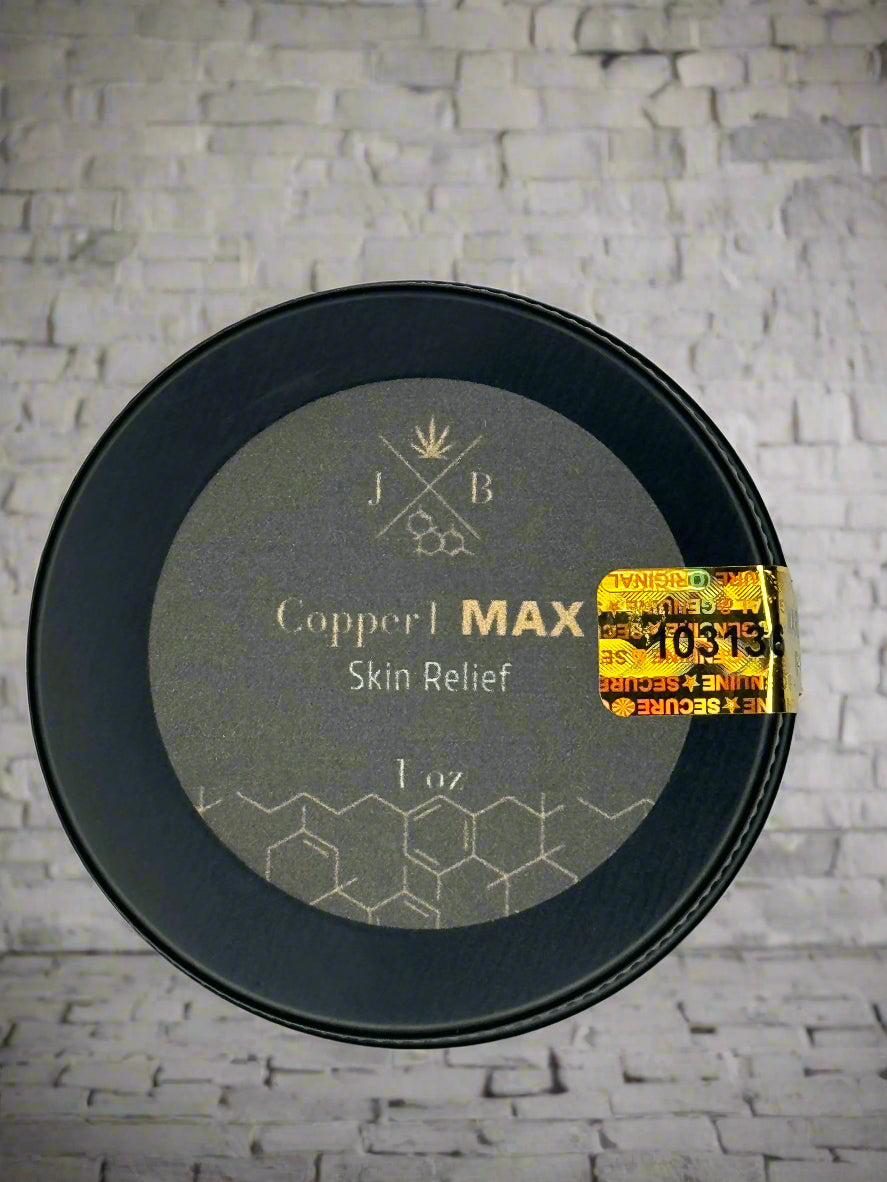 Black container with 'Copper MAX' text on a gray background