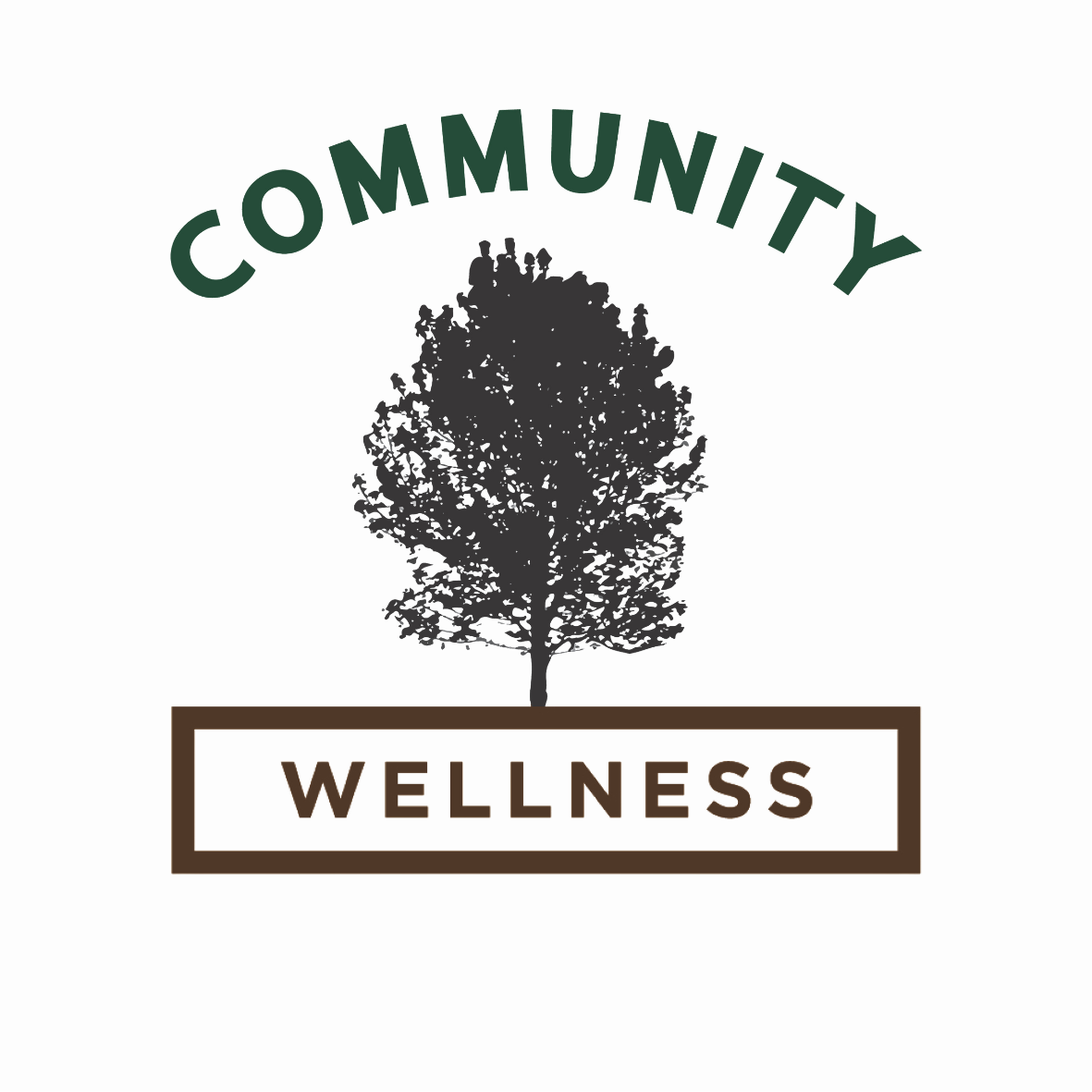 Logo with a tree silhouette and 'Community Wellness' text on a white background
