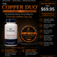 Advertisement for Bio-Cul Copper Duo with two products on a dark background