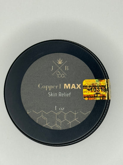Black container with 'Copper MAX' text on a gray background