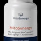 MitoSynergy dietary supplement bottle with blue cap and label
